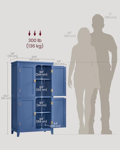 Forest Green 4 Door Freestanding Bathroom Storage Cabinet with Adjustable Shelves E5808