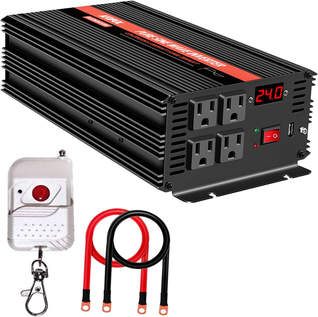 1000 Watt Pure Sine Wave Inverter 12v DC to 110/120v AC J2105