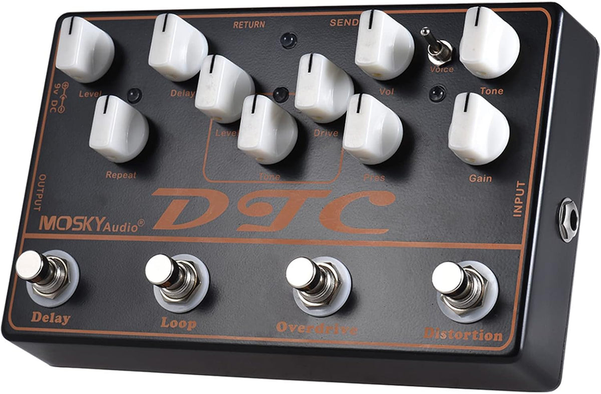 4-in-1 Electric Guitar Effects Pedal Distortion Overdrive Loop Delay M60559