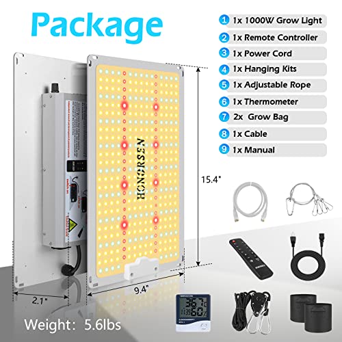 1000W LED Grow Light Full Spectrum with Timer W196