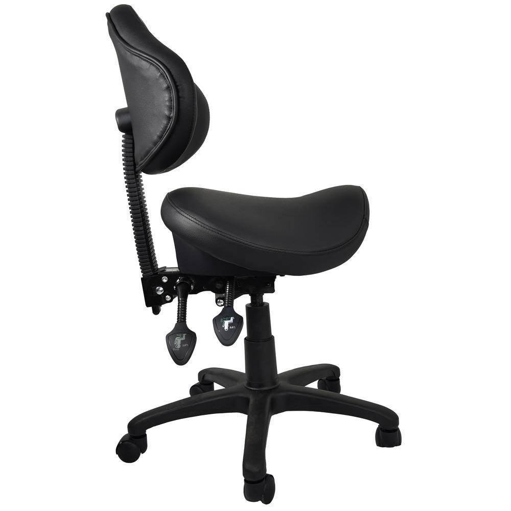 Rolling Saddle Stool with Adjustable Height and Backrest O46989
