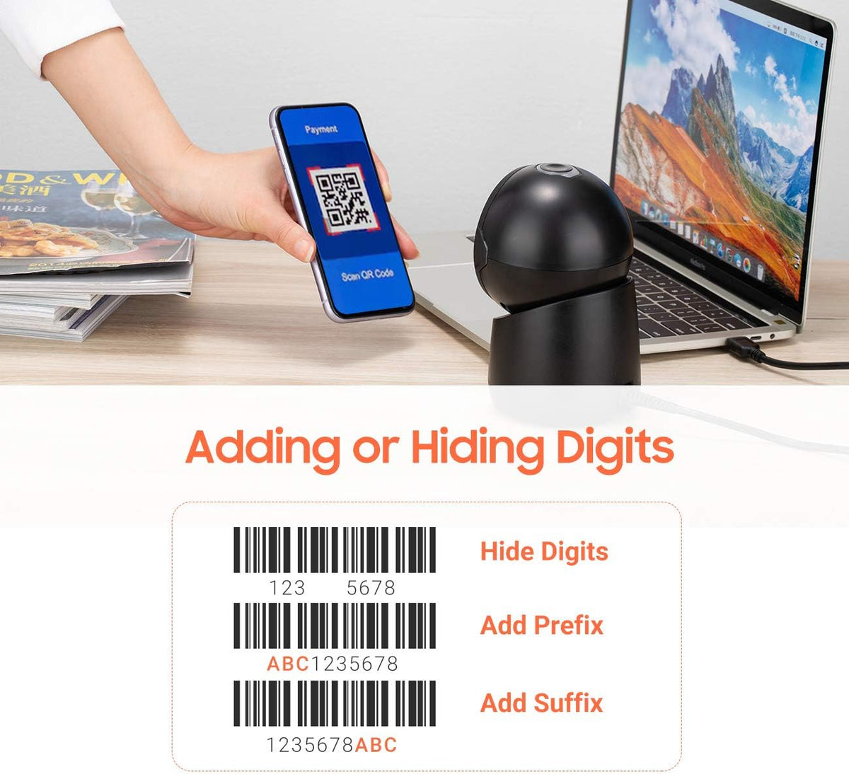Desktop Omnidirectional Barcode Scanner with Adjustable Scan Head A9514