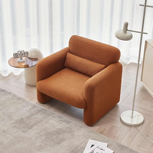 Cream Lambskin Sherpa Fabric Accent Chair Y550665