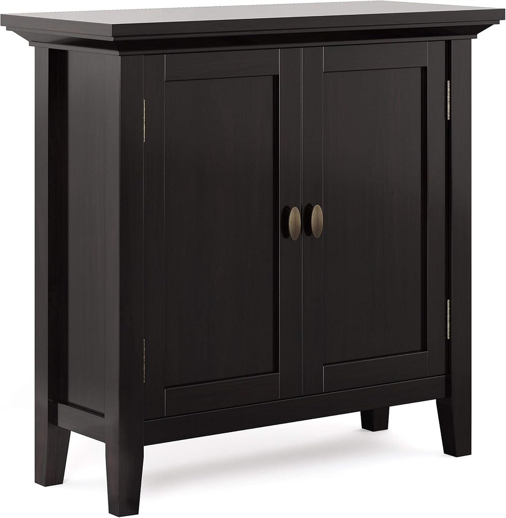Hickory Brown Solid Wood Low Storage Cabinet with 2 Doors and 2 Adjustable Shelves J7262