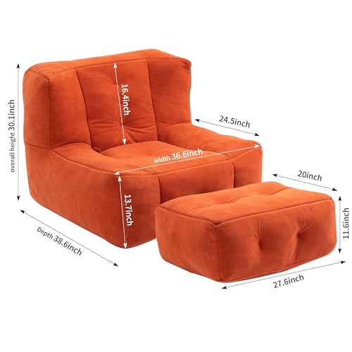 White Microfiber Memory Foam Bean Bag Chair with Footstool M69292
