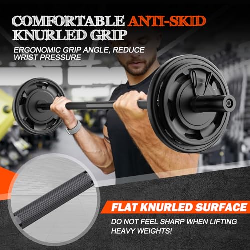 57" Olympic Barbell Bar, 2" Standard Straight Barbell Bars with 2 Spring Collars I2793