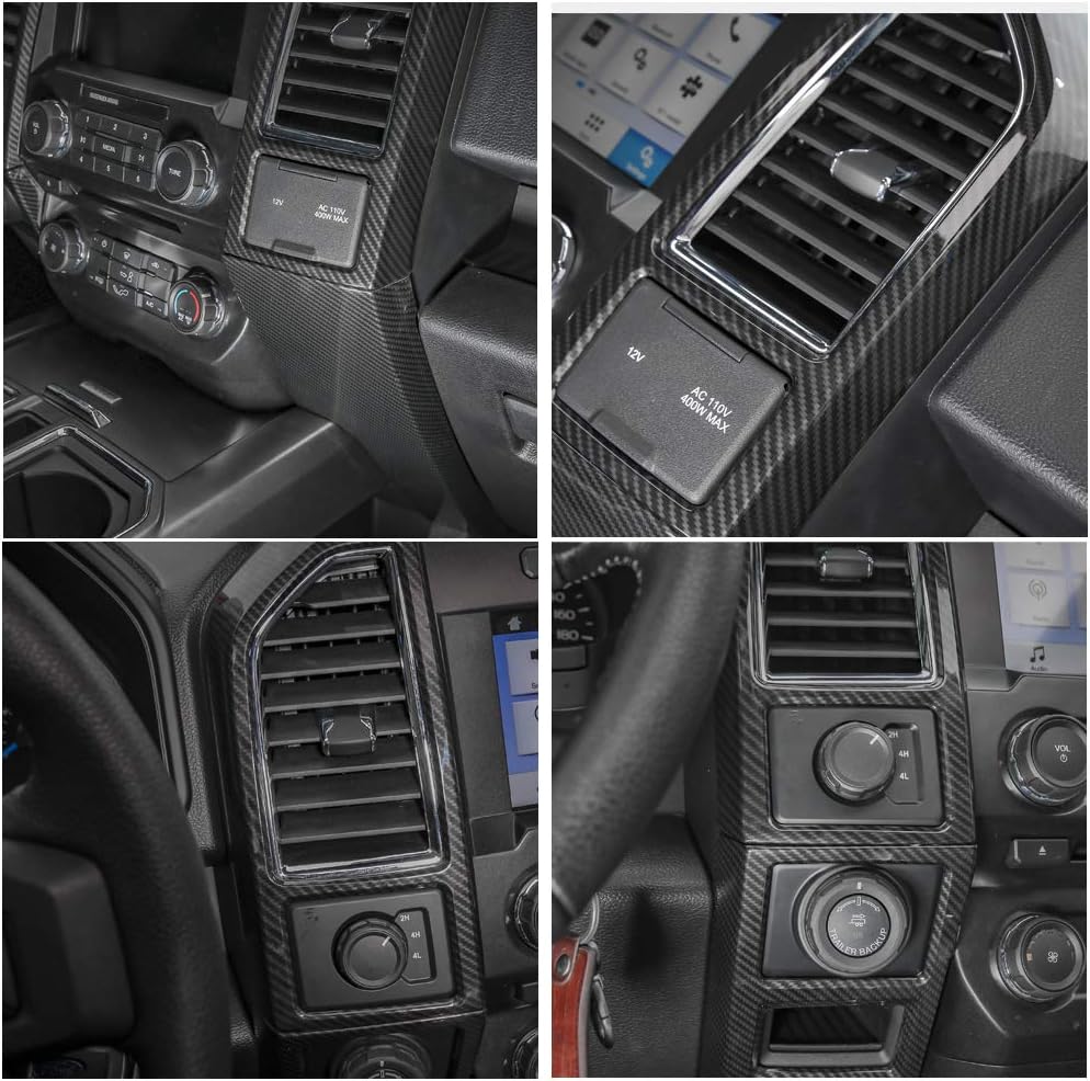 Carbon Fiber Central Console Air Conditioner Panel Trim 5pcs P9470