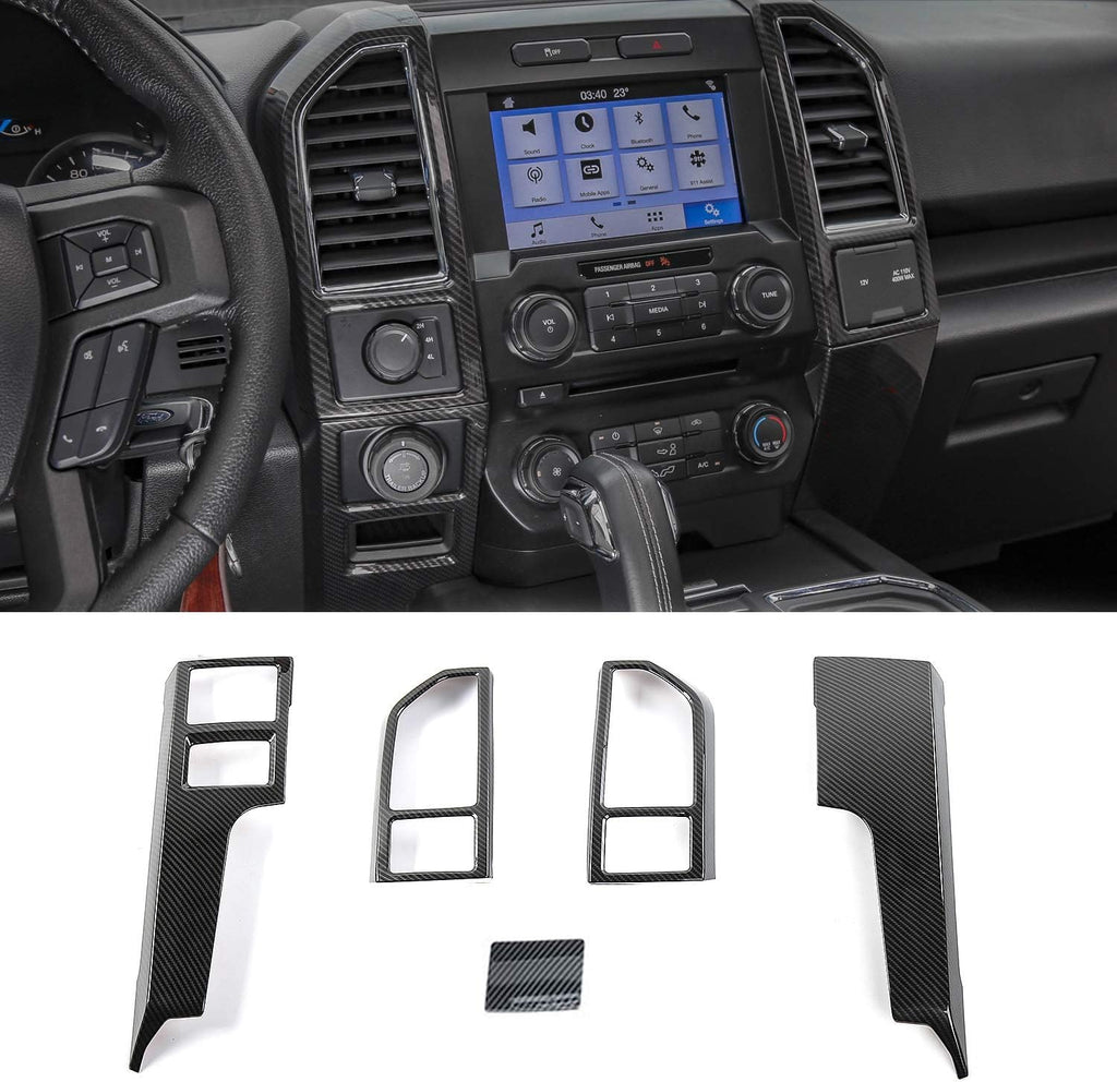 Carbon Fiber Central Console Air Conditioner Panel Trim 5pcs P9470