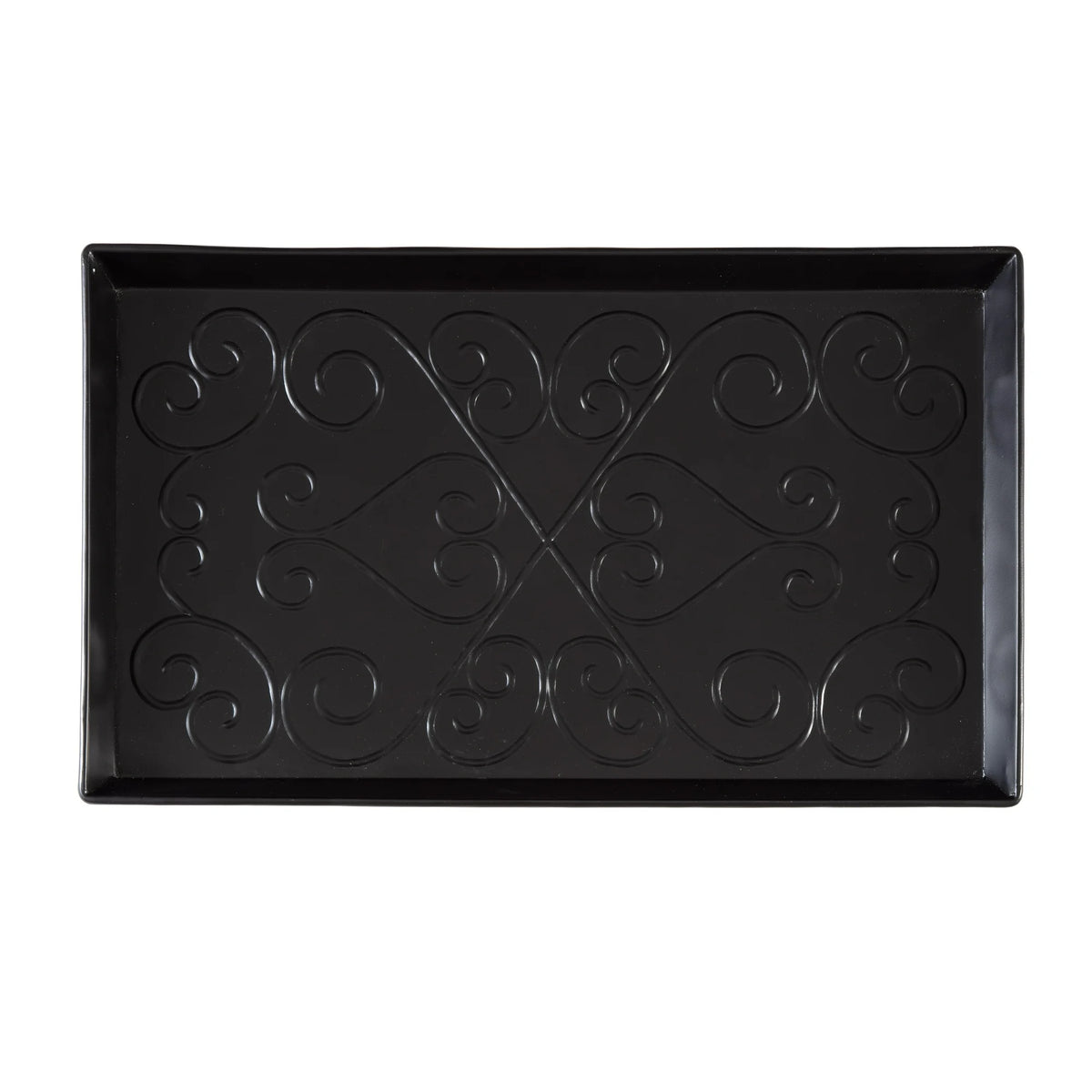 Black Metal Boot Tray with Coir Insert O26948