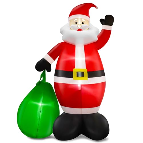 14 Ft by 8.5 Ft Giant Christmas Inflatable Santa Claus with Gift Bag Outdoor Decorations F794