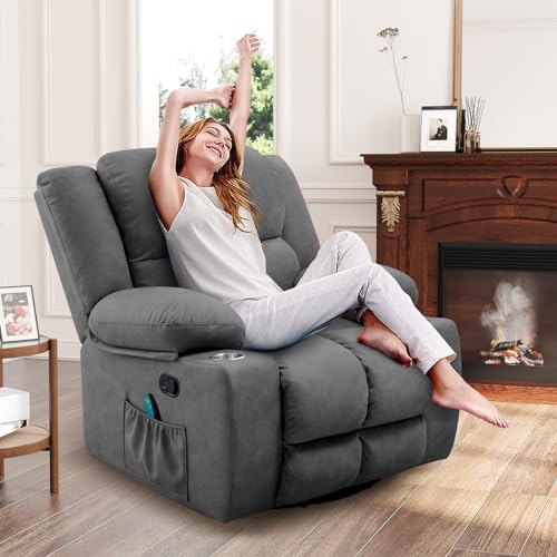Oversized Power Lift Recliner Chair with Massage, Dark Grey S4706