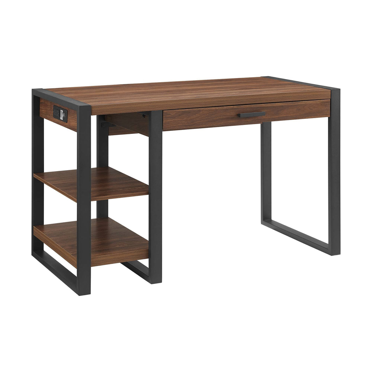 48x22 Industrial Farmhouse Tech Desk with USB Dark Walnut W112656
