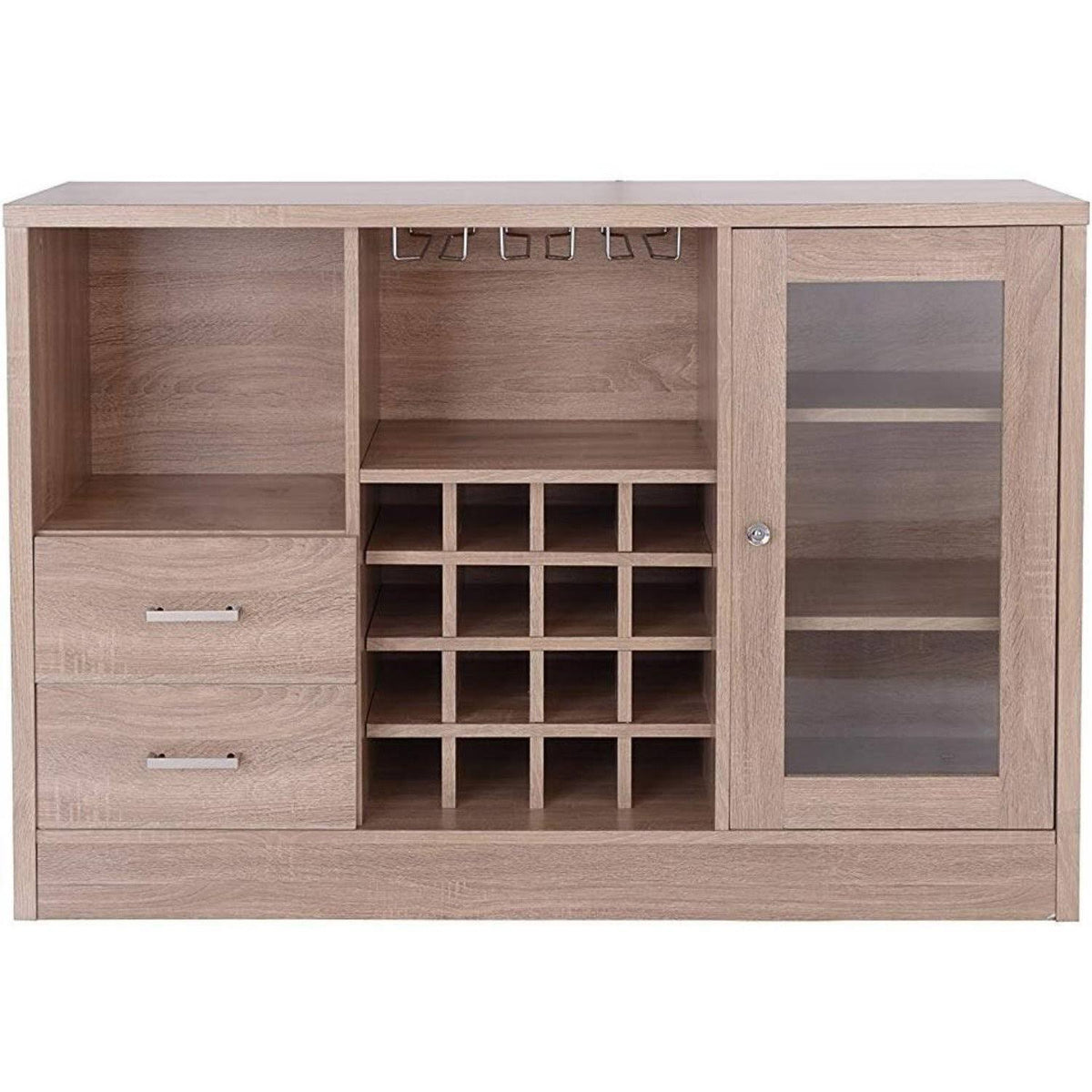 Contemporary Wooden Server with Side Door Storage Cabinets and Two Drawers Brown W277985