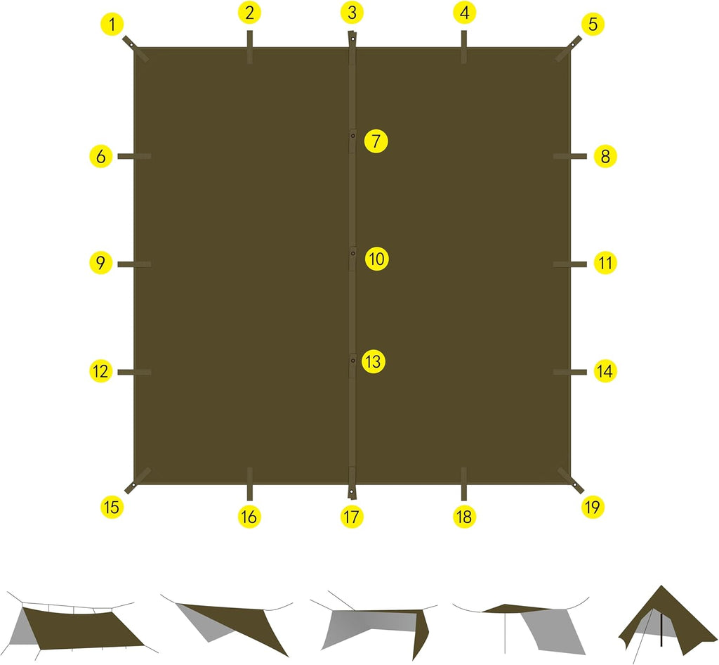 70D Nylon 10''X10'' Waterproof Camping Tarp H98576