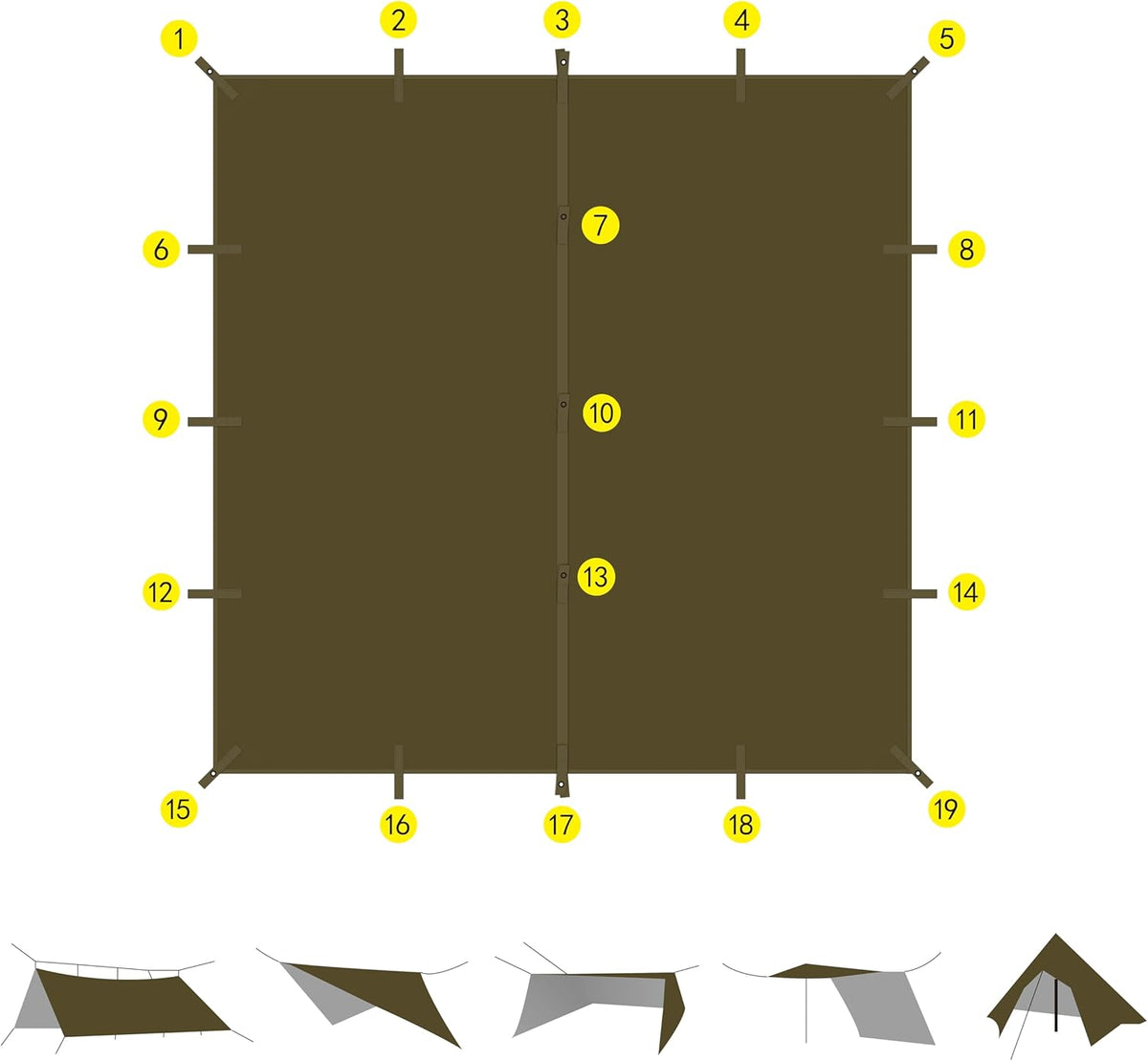 70D Nylon 10''X10'' Waterproof Camping Tarp H98576