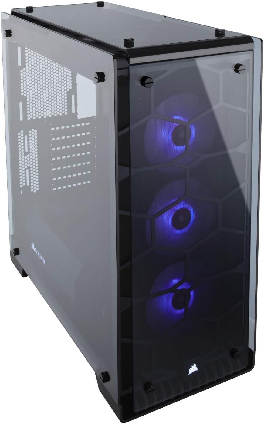 Black Mid-Tower Case with 3 RGB Fans Tempered Glass T62563