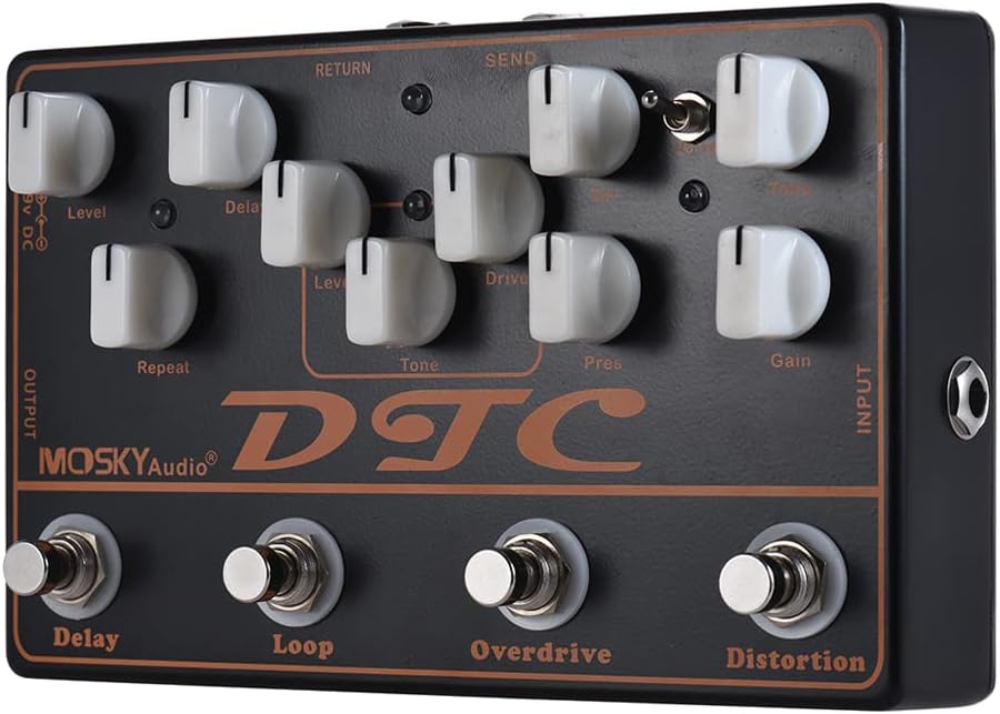 4-in-1 Electric Guitar Effects Pedal Distortion Overdrive Loop Delay M60559
