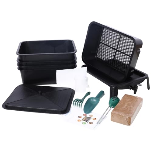 Black 4-Tray 20L Worm Composter Y841634