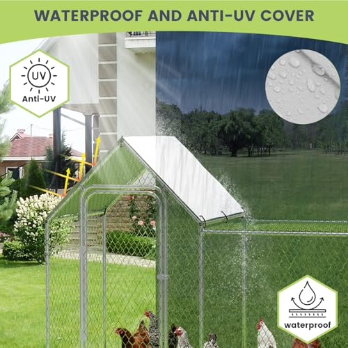 Large Metal Chicken Coop with Waterproof Cover Z167984