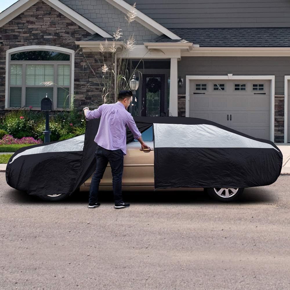 Jet Black Poly 210T Car Cover for Sedans J9415