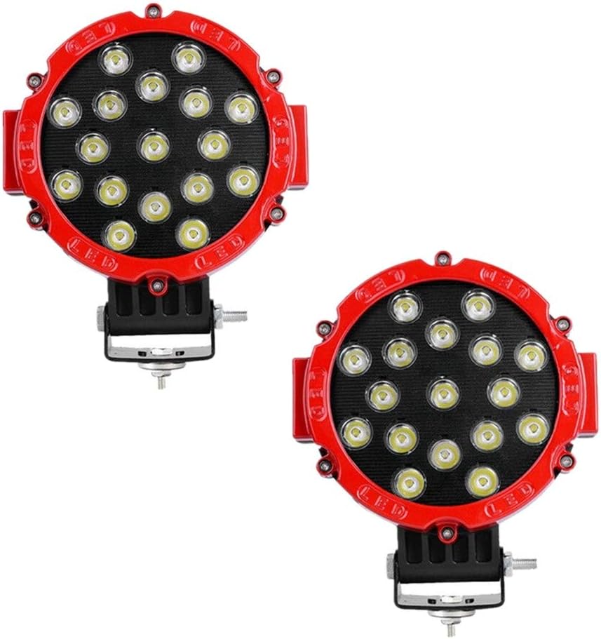 51W Round LED Off-Road Work Lights 4 Pcs Red S927