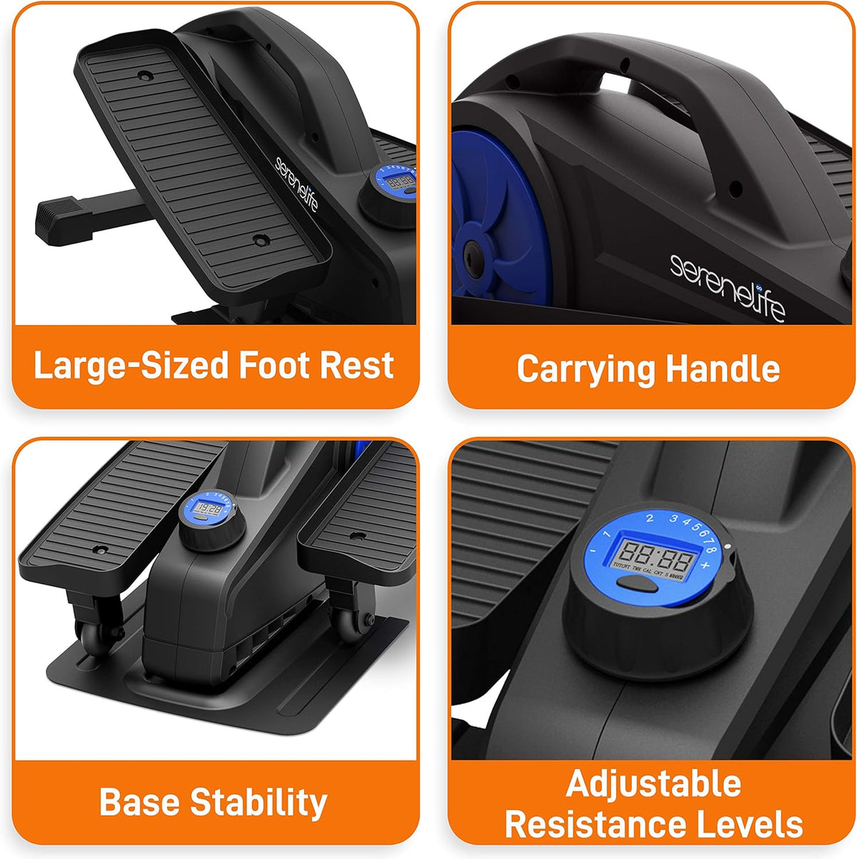 Compact Ergonomic Under Desk Elliptical Machine with 8 Resistance Level N43663