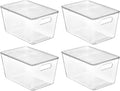 Clear Stackable Storage Bins with Lids, Large Plastic Containers with Handle S931