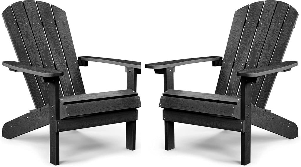 Black Plastic Adirondack Chairs Set of 2 A1877