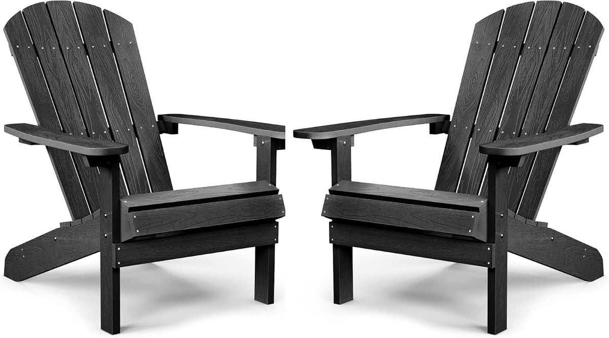 Black Plastic Adirondack Chairs Set of 2 A1877