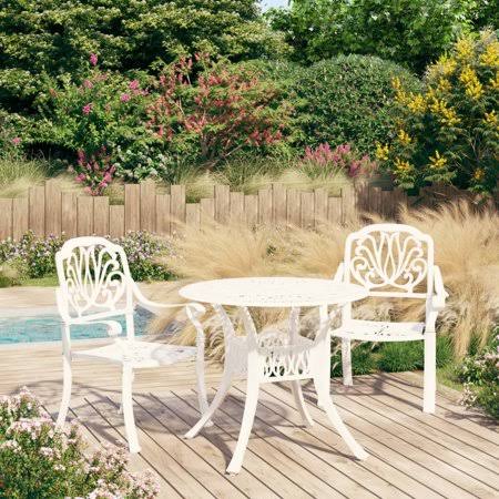 White Cast Aluminum 3 Piece Bistro Set Z806