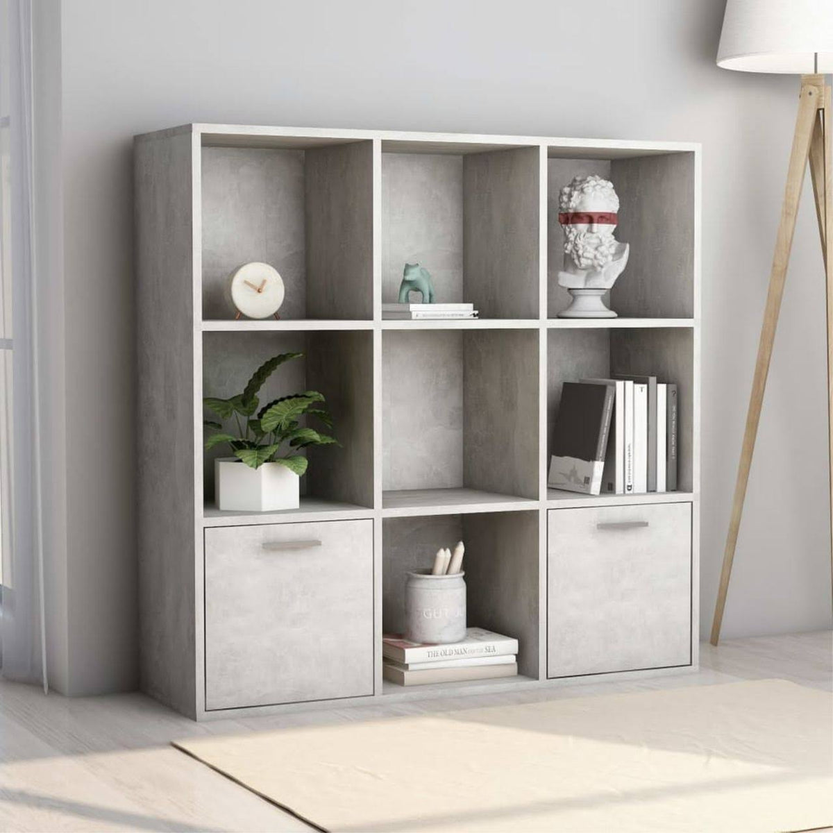 Book Cabinet Concrete Gray Chipboard T3952