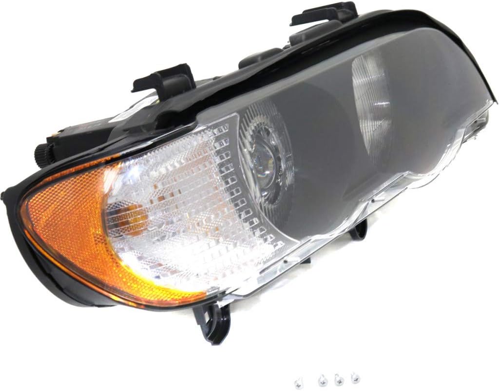 For BMW X5 Headlight Pair Driver and Passenger Side Black Housing I50114