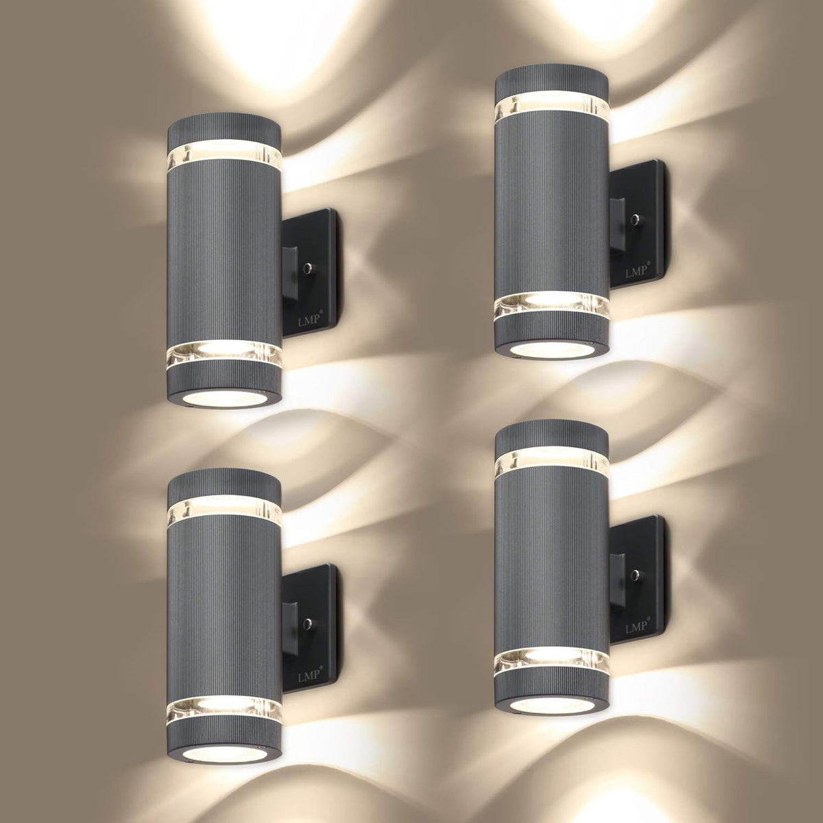 2 Pack LED Outdoor Wall Lights Aluminum Waterproof 3000k 5W I8949