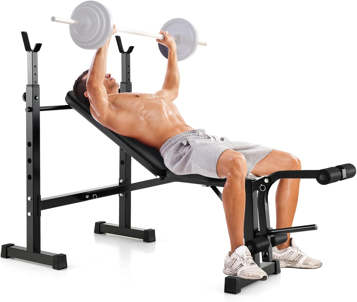 Adjustable Weight Bench with Squat Racks D996