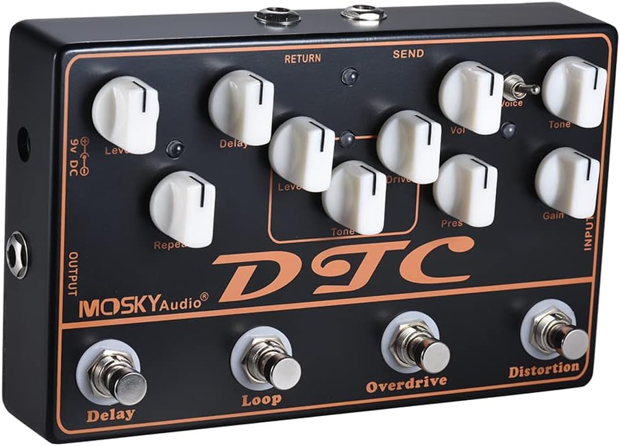 4-in-1 Electric Guitar Effects Pedal Distortion Overdrive Loop Delay M60559
