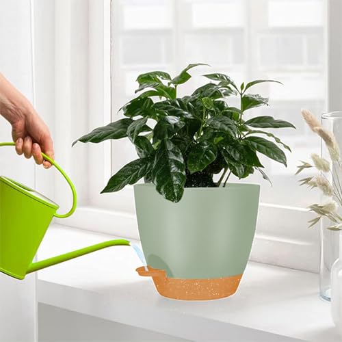 8/7/6.5/6/5.5/5 Inch White Self Watering Plastic Planters B36043