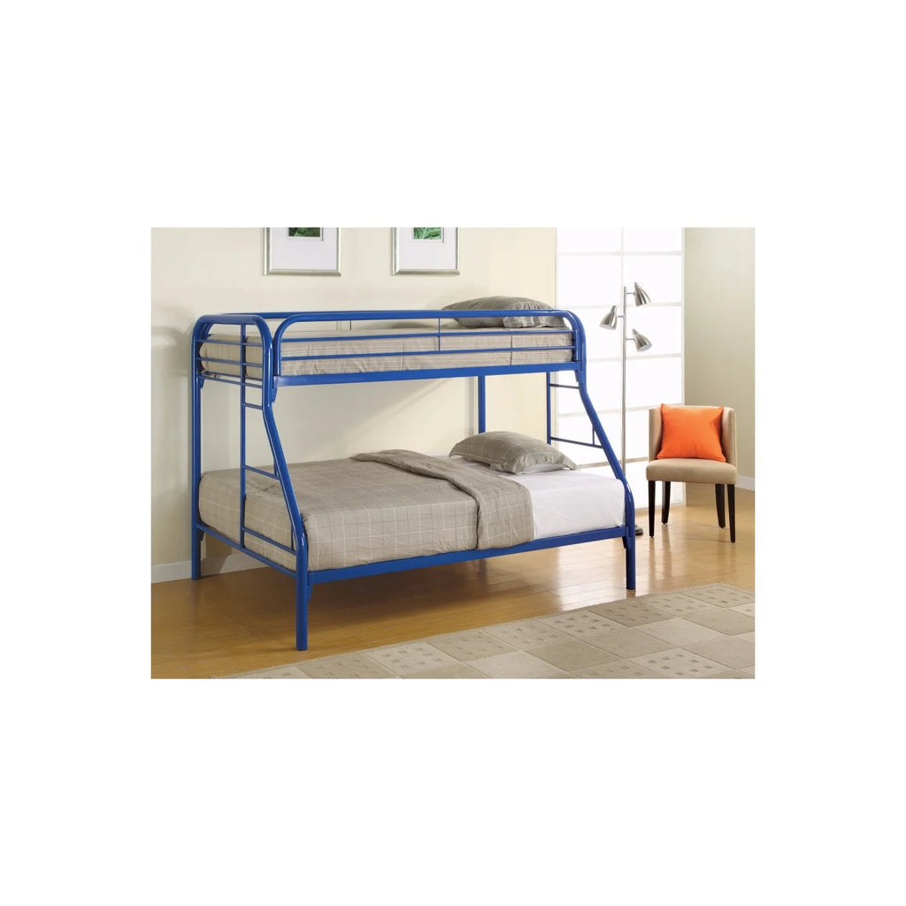 Blue Twin Over Full Bunk Bed with Side Ladders A86401