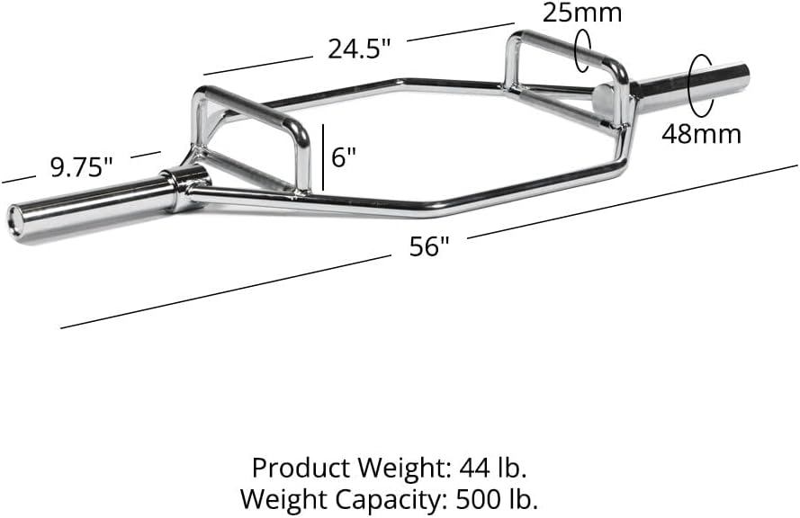 Olympic 2in Hex Trap Bar, Rated 500 LB, Knurled Grips F507603