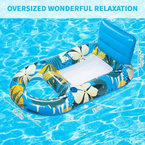 Heavy Duty Inflatable Pool Float with Cup Holder Backrest X918820