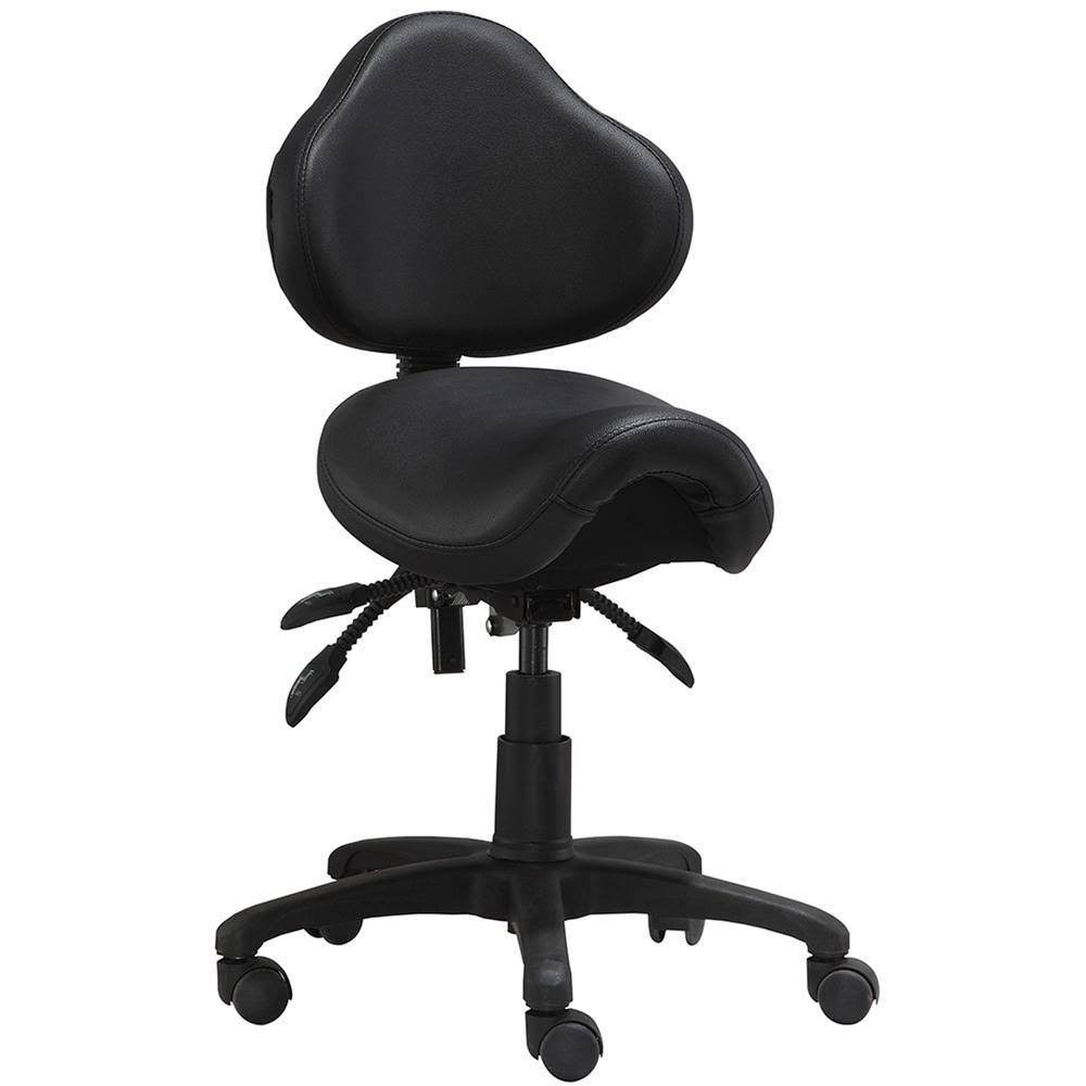 Rolling Saddle Stool with Adjustable Height and Backrest O46989