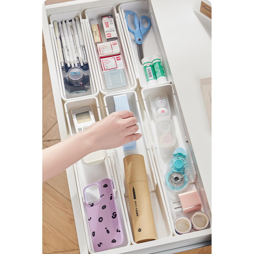 White 4pack Expandable Drawer Organizer Trays X58860