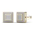 14K Yellow Gold Diamond Square Stud Earrings L26903