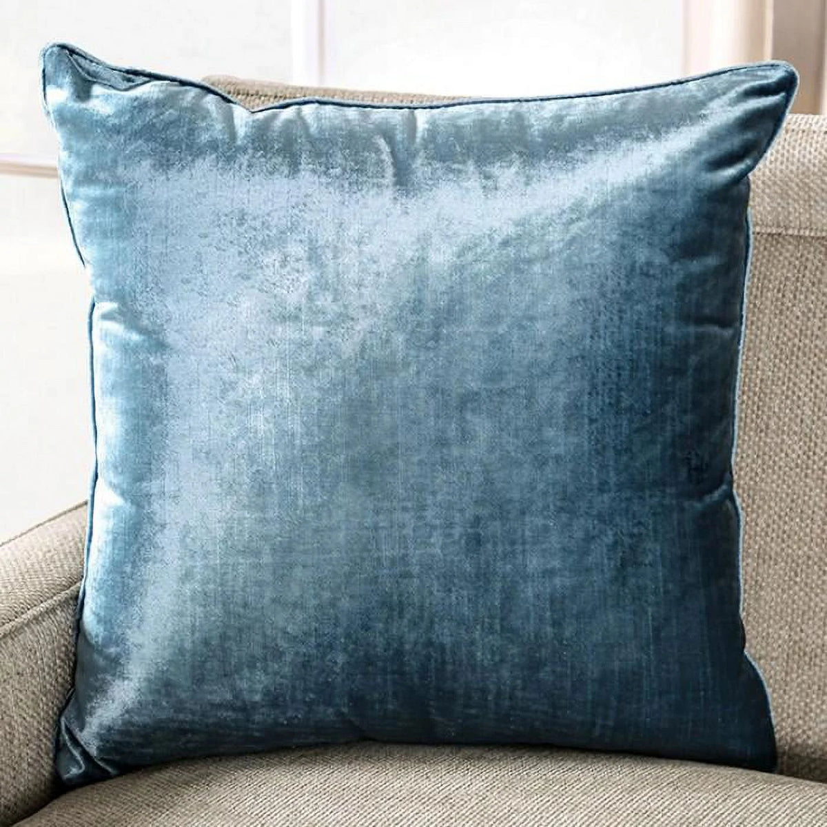 Beige & Teal Chenille Loveseat F80242