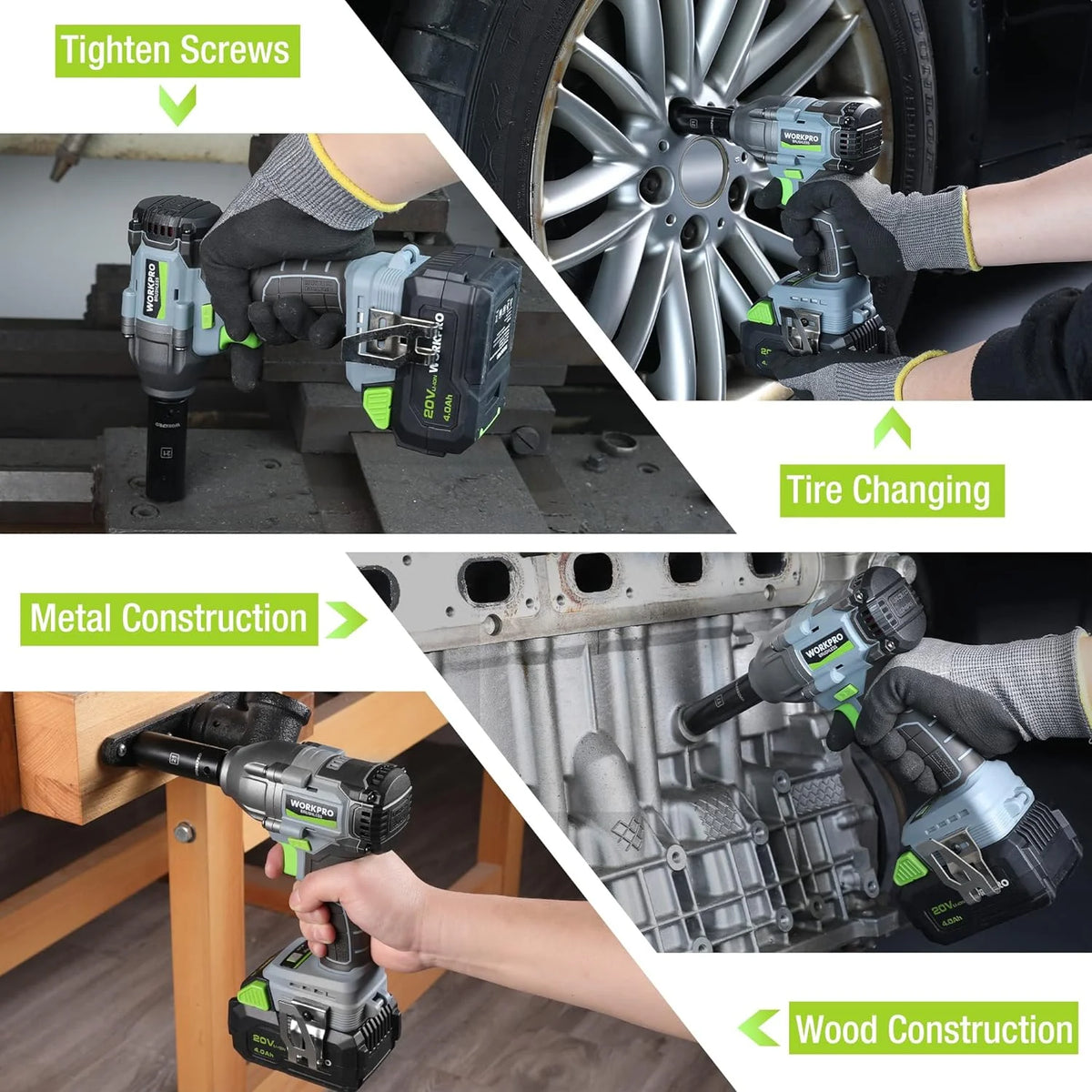 Cordless Impact Wrench 1/2 inch 20V Brushless High Torque 370 Ft-Lbs with Battery B298545