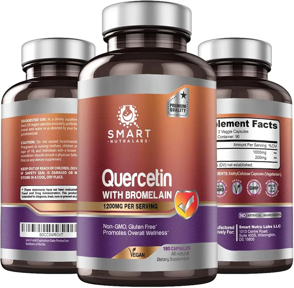 1200mg Quercetin with Bromelain 180 Count Vegan Non-GMO Gluten Free X6730