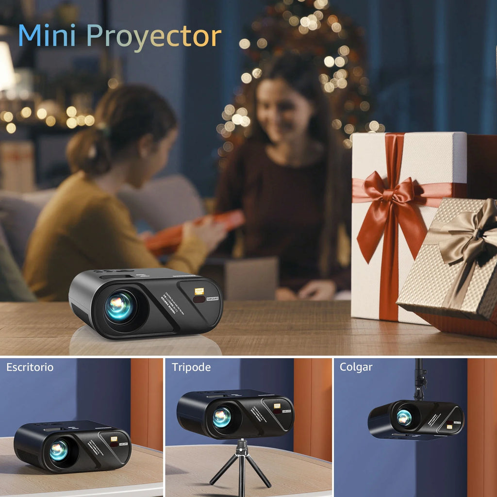 5G Wifi Mini Projector with 100 Projector Screen, Full HD 1080P, Black Y19233