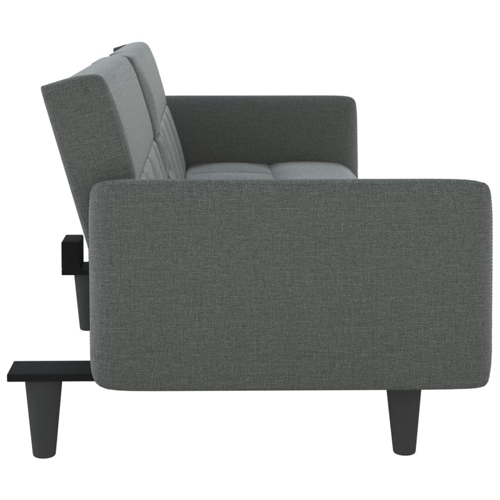 Dark Gray Fabric Sofa Bed with Cup Holders L2095