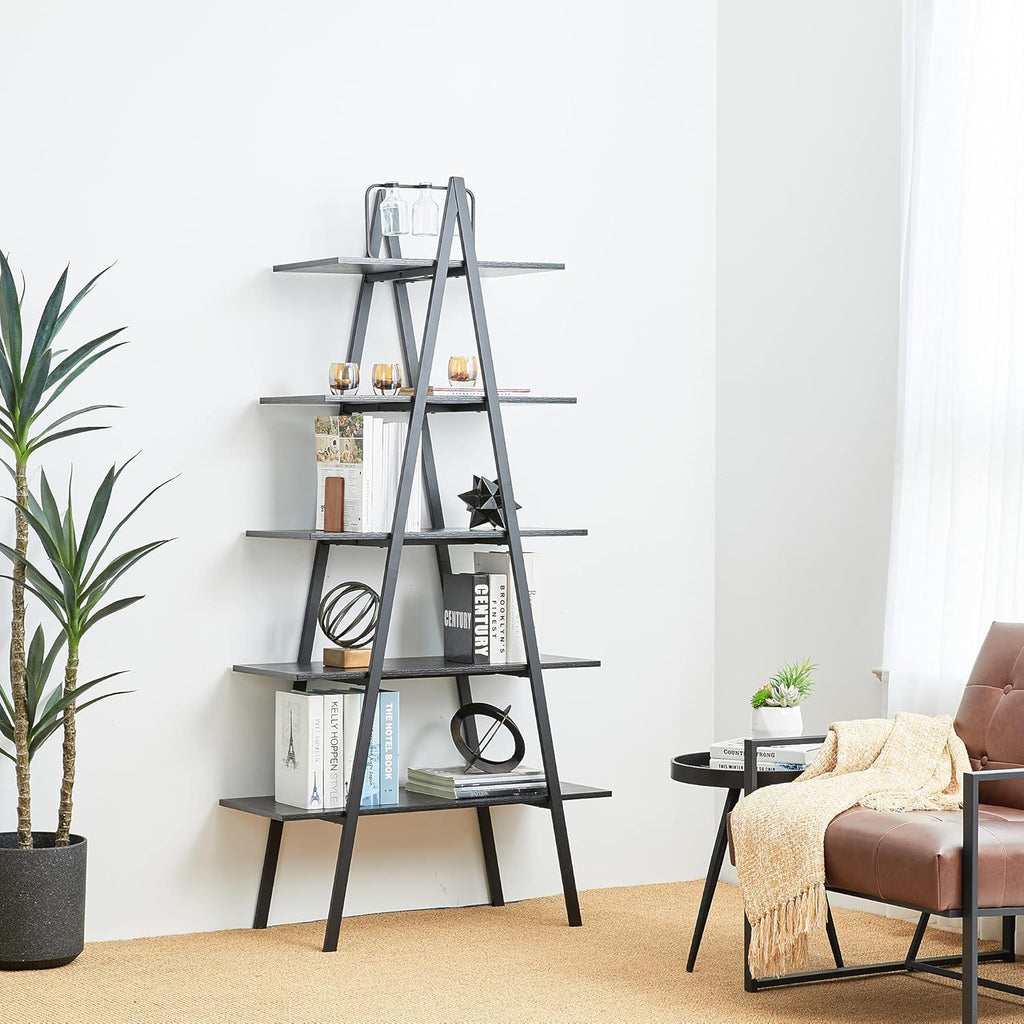 Black 3 Tier Metal Frame Wood Bookshelf B4300