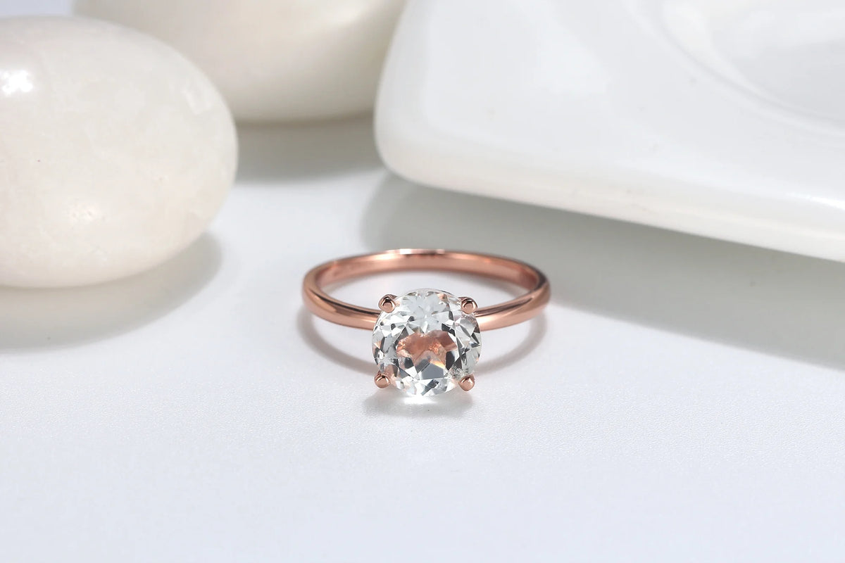 3Ct Topaz Rose Sterling Silver Engagement Ring D49858