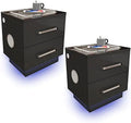 Black Nightstand with Drawers and Charging Station P522